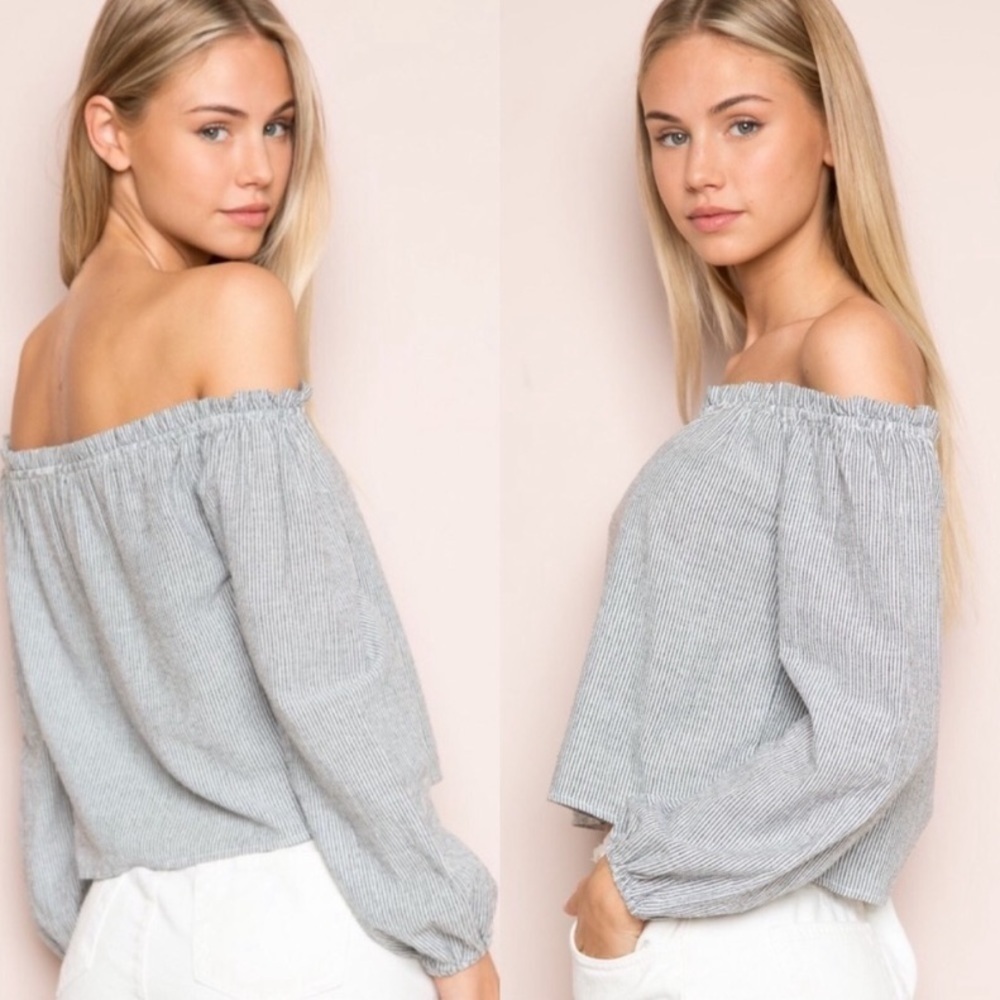 BRANDY Melville Theia Off The Shoulder Striped Top S